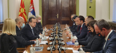 18 February 2021 National Assembly Speaker Ivica Dacic in meeting with the Minister of Foreign Affairs of the Republic of North Macedonia Bujar Osmani